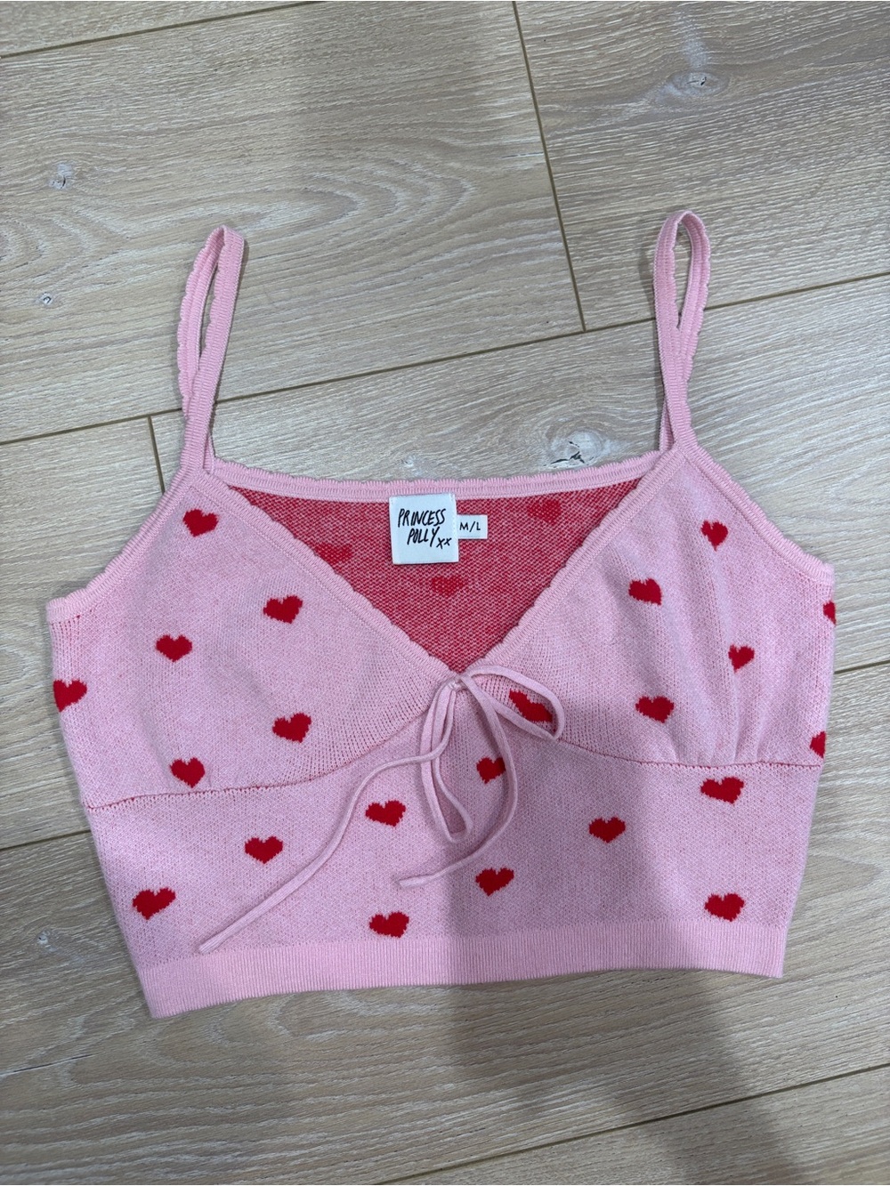 Princess Polly Heart Lover Knit Crop Top Size M/L